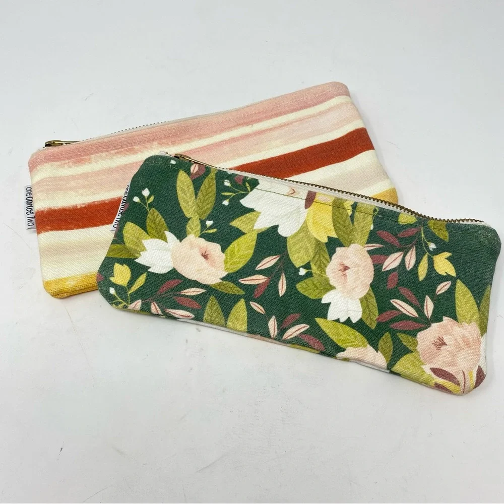 1 Canoe 2 Canvas Floral and Striped Planner Pouch Set